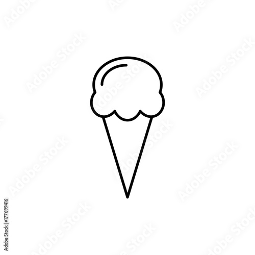 ice cream in waffle cone line black icon