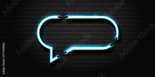Vector realistic isolated neon speech bubble for decoration and covering on the wall background. Concept of message and network.
