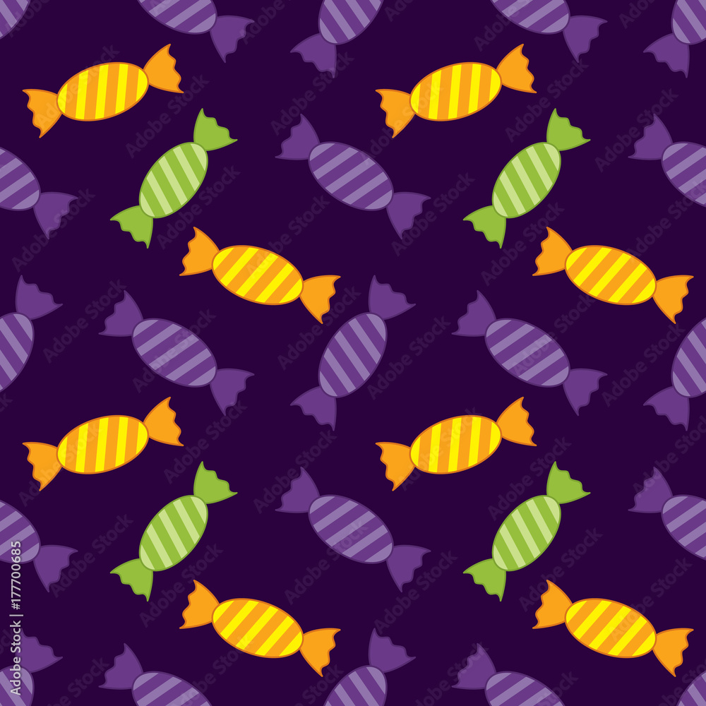 Fototapeta premium Vector Halloween Sweets Seamless Pattern
