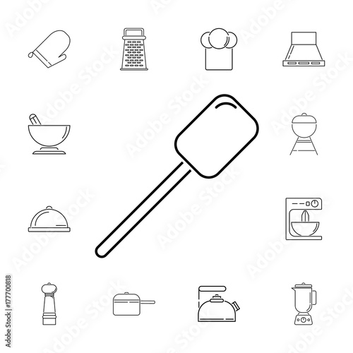Wooden peel. Set of kitchen icons