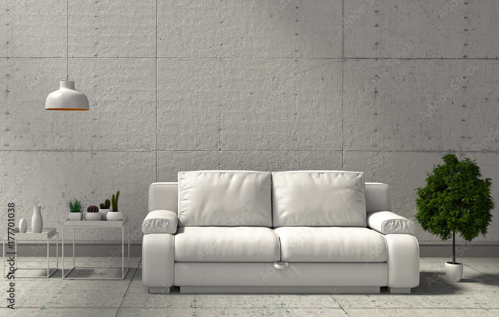 Naklejka premium 3D rendering of interior modern living room 