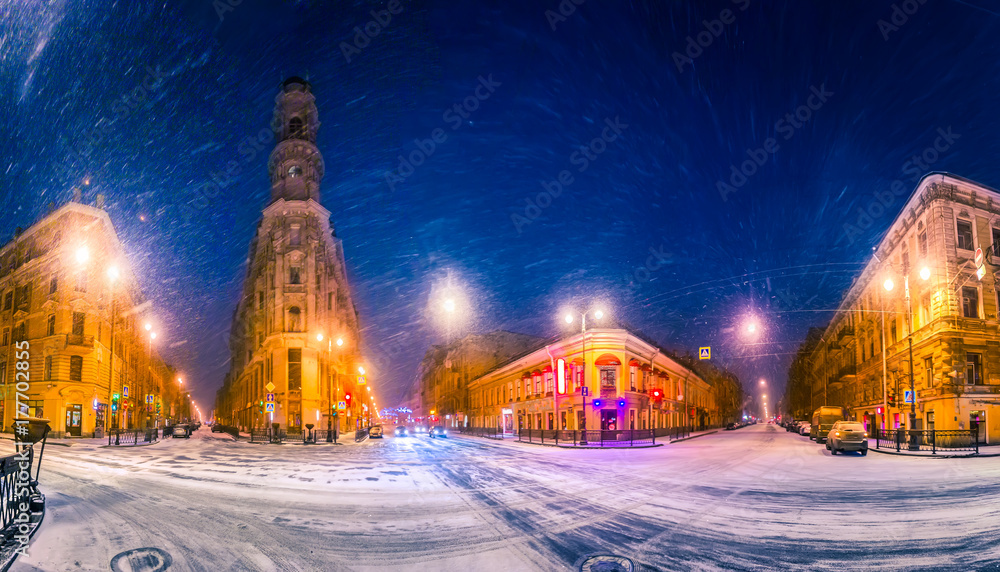 St. Petersburg. Russia. Snow blizzard. Winter Petersburg.