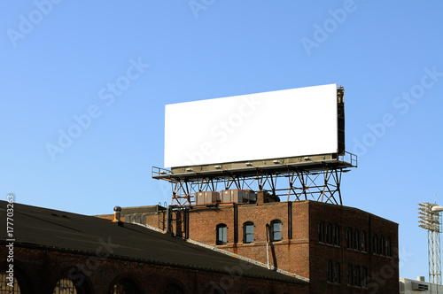 Blank Bulletin Billboard On Rooftop