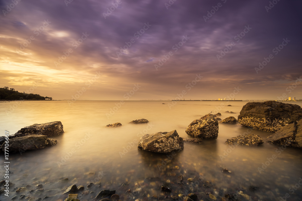 sunset seascape long exposure soft smooth filter
