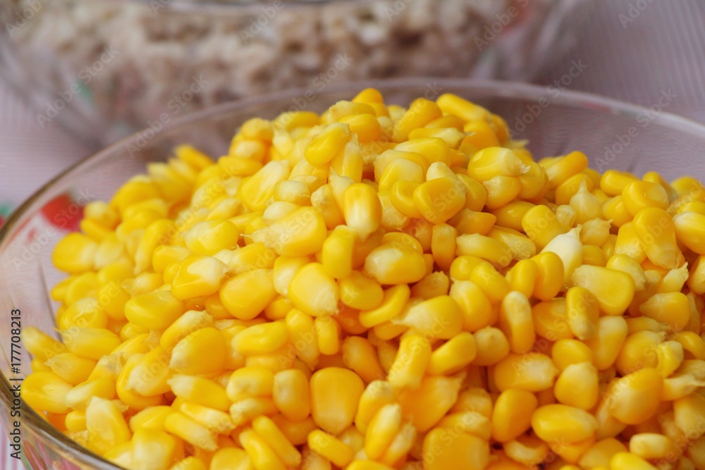 Corn cut into slices for the cooking Corn cut into slices for the cooking