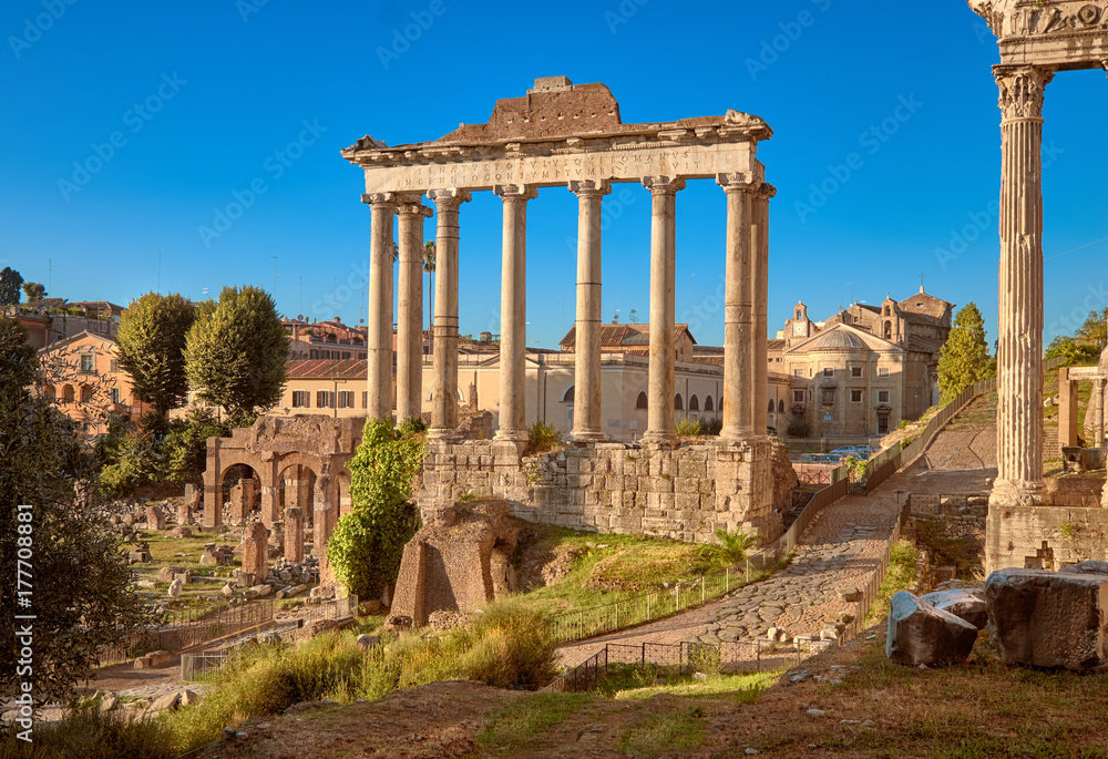 Roman Forum, also known as Forum of Caesar, in Rome, Italy