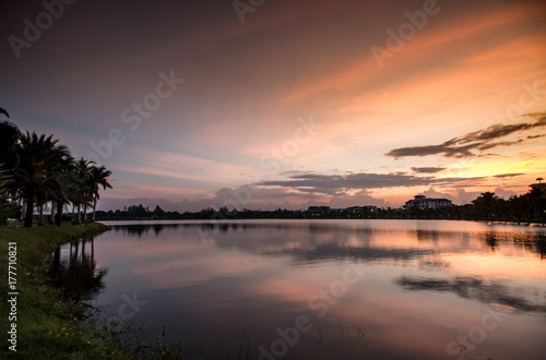 twilight sky and lake