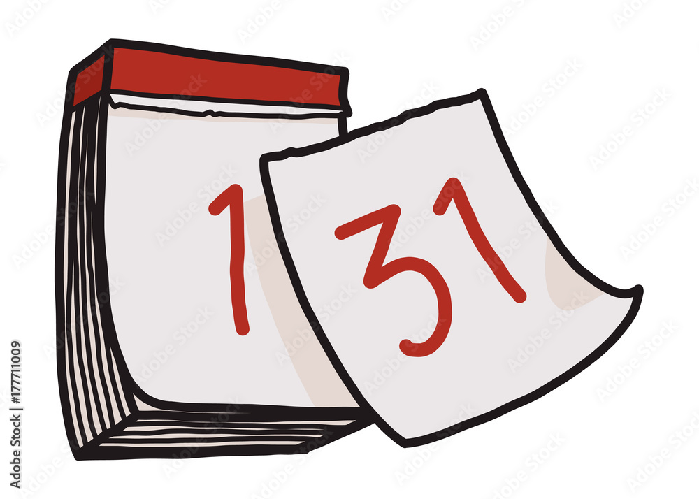 new year calendar / cartoon vector and illustration, hand drawn style