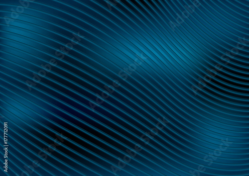 Deep blue abstract wavy lines vector background
