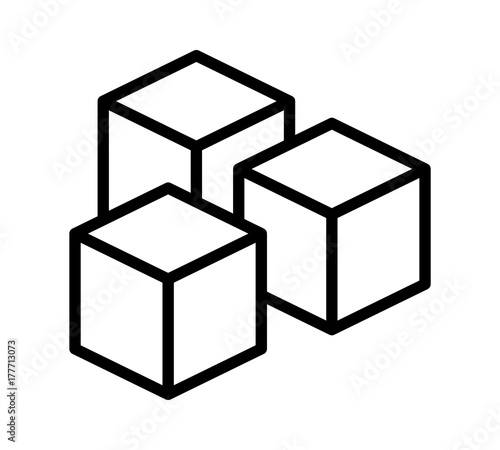 Sugar cubes or ice cubes line art vector icon for food apps and websites 