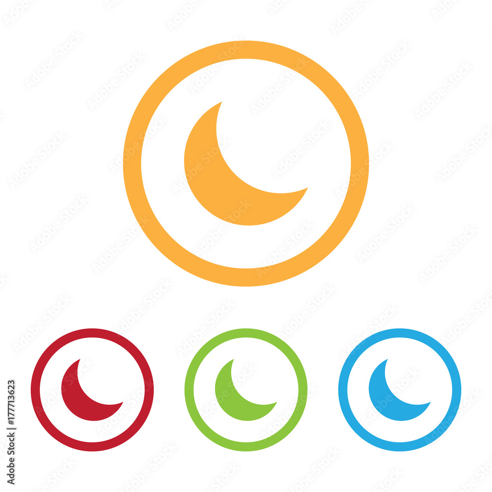Colorful Moon Icons With Rings Colorful Moon Icons With Rings