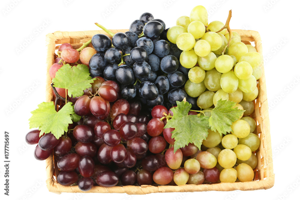 Grapes in basket isolated on white background Grapes in basket isolated on white background