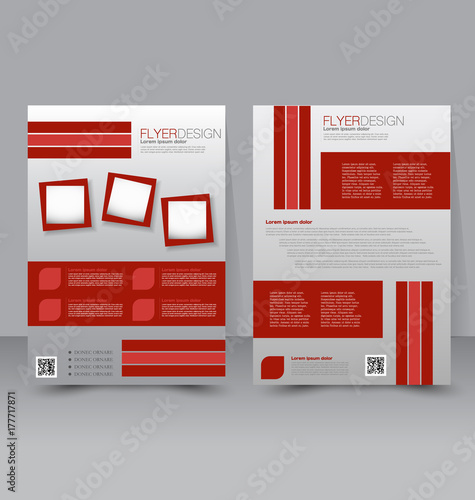 Flyer template. Business brochure. Editable A4 poster for design education, presentation, website, magazine cover. Red color.
