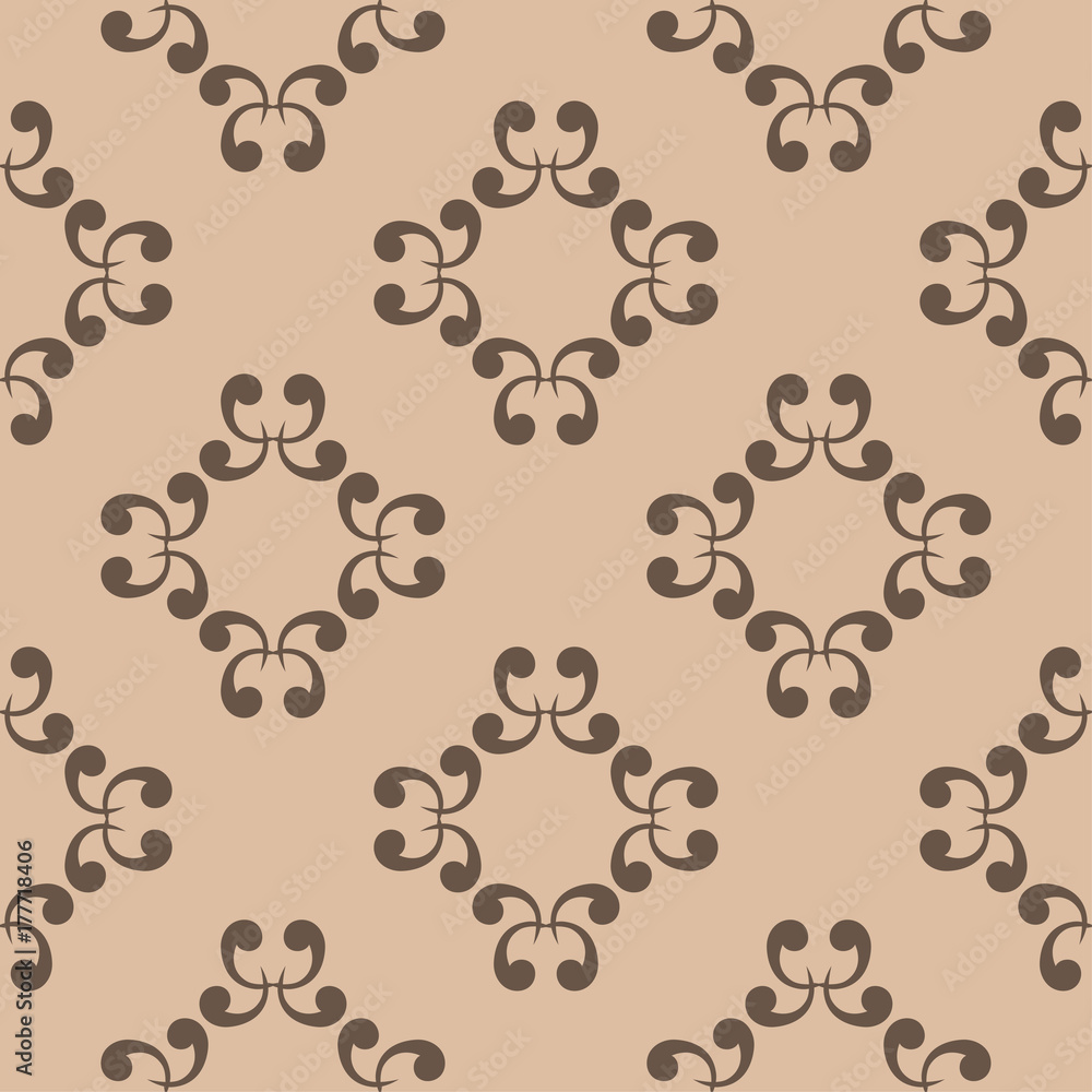 Obraz premium Seamless beige pattern with brown wallpaper ornaments