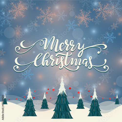 Merry Christmas winter wreath vector illustration.