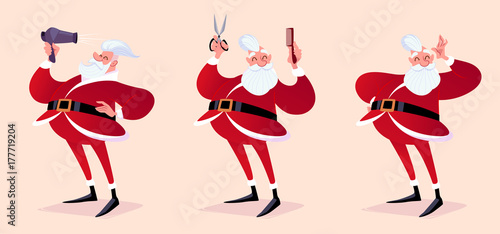 Santa Claus as a hairdresser.