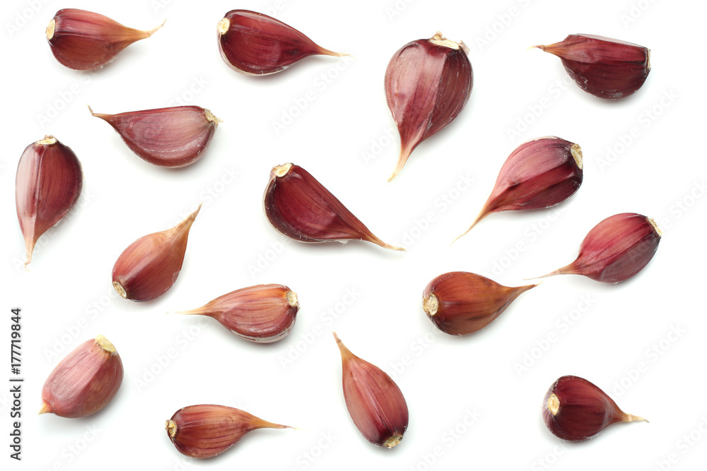 garlic isolated on white background. top view garlic isolated on white background. top view