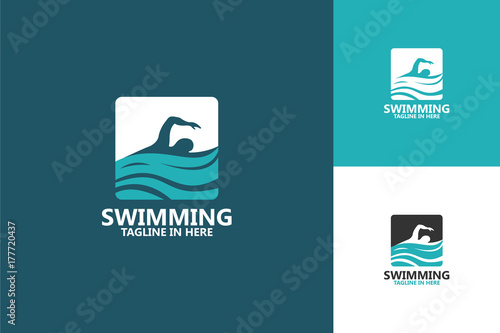 Swimming Logo Template Design