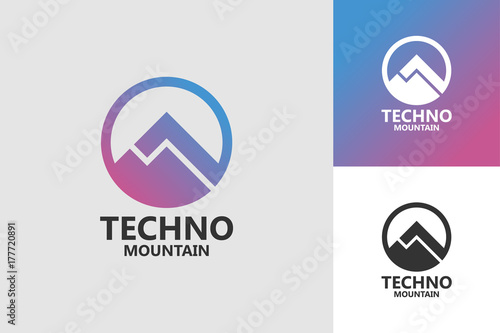 Techno Mountain Logo Template Design