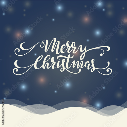 Merry Christmas landscape vector illustration.
