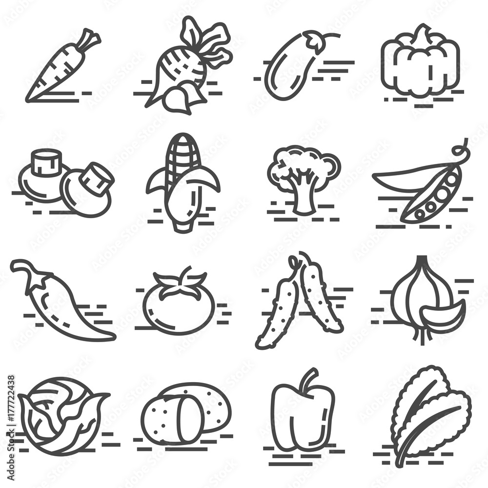 Vector vegetables icon collection Vector vegetables icon collection