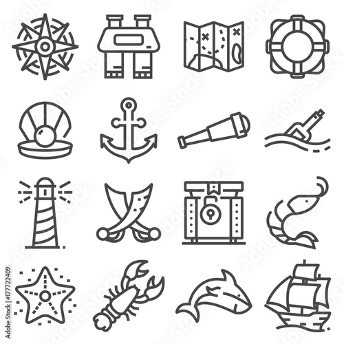 Nautical icons set