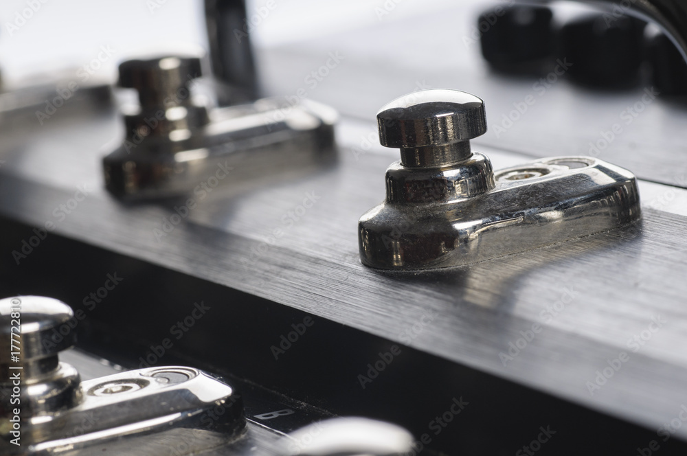 Switches on the guitar effects processor Switches on the guitar effects processor