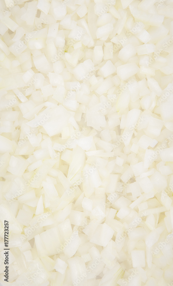 Fresh made Diced white onions Fresh made Diced white onions