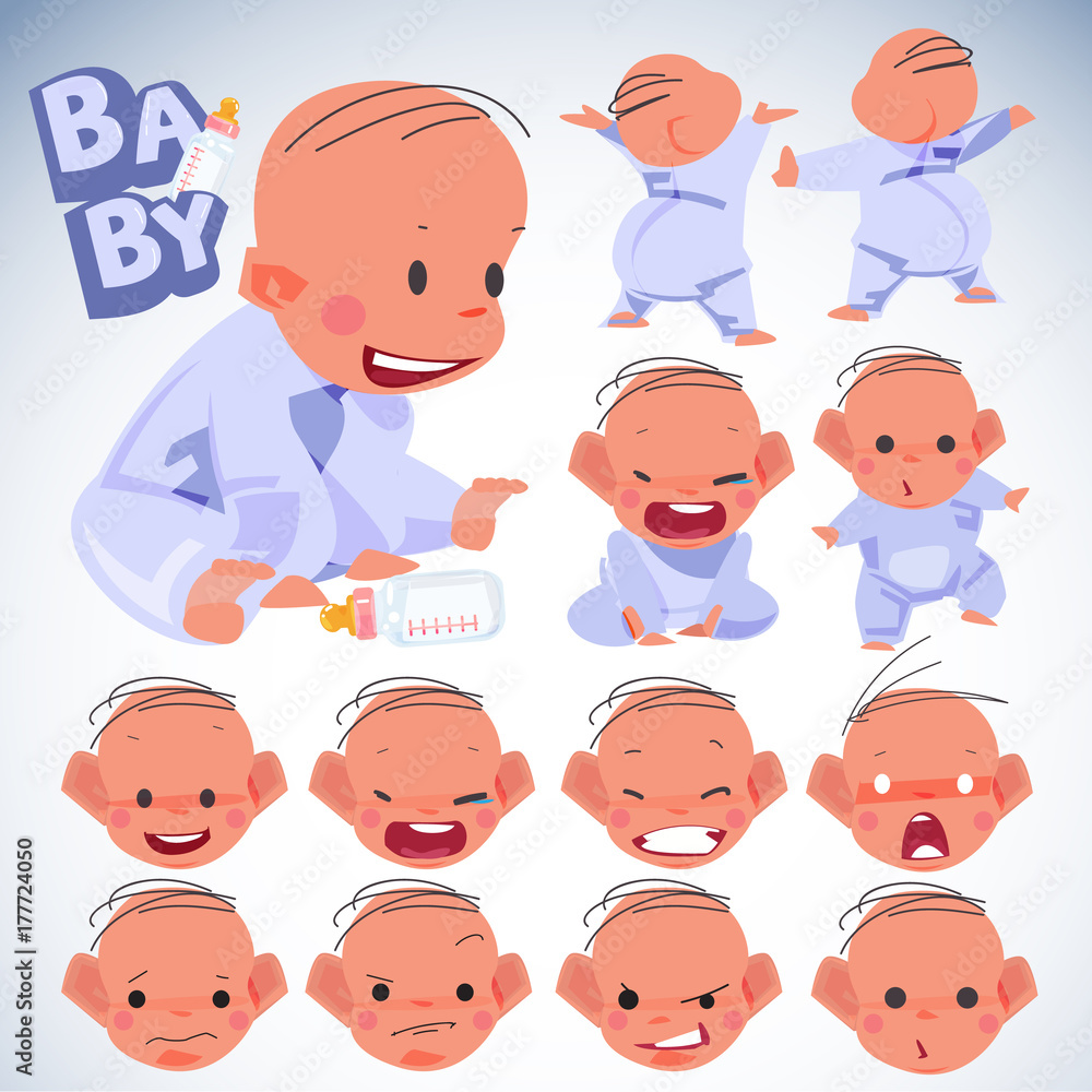 Baby emotions set. character design. newbies baby concept - vector Baby emotions set. character design. newbies baby concept - vector