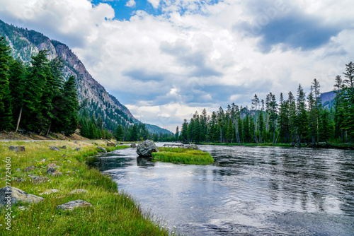 Firehole River runs through the northern part of Yellowstone National Park.