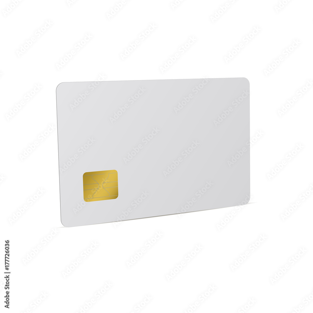 Credit card mockup - half turned view. Blank template for your design. Vector illustration Credit card mockup - half turned view. Blank template for your design. Vector illustration