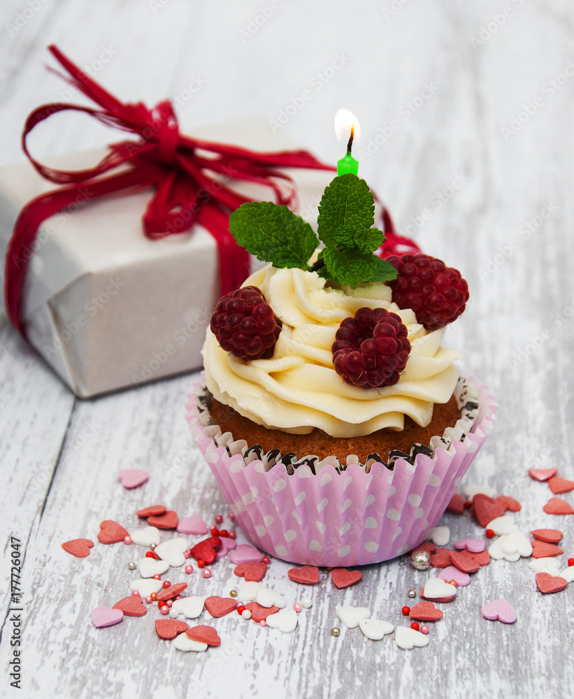 Cupcake and candle Cupcake and candle