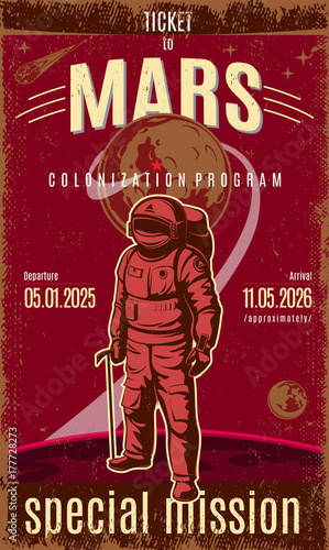 Vintage Colored Mars Discovery Poster