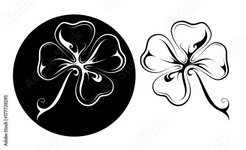 Lucky four leaf clover tattoo in two variations