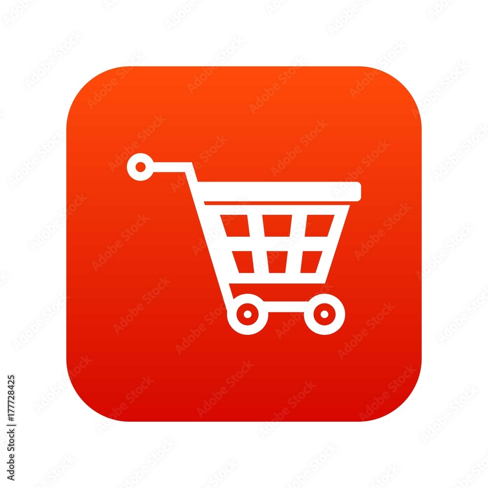 Basket on wheels icon digital red Basket on wheels icon digital red