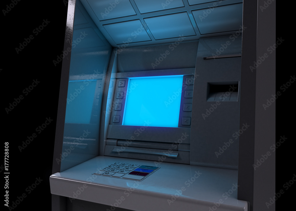 Atm Facade Closeup Illuminated Atm Facade Closeup Illuminated