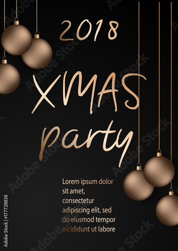 Christmas Party Invitation Poster. Vector template with xmas graphic.