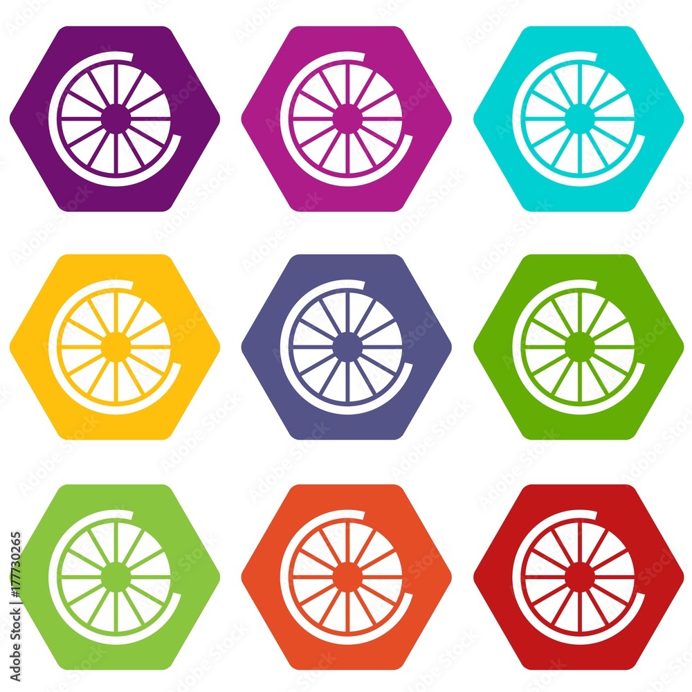 Sign incomplete download icon set color hexahedron Sign incomplete download icon set color hexahedron