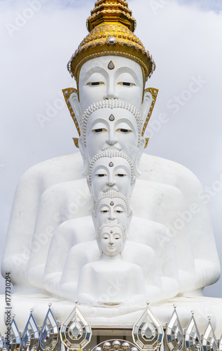 beautiful five buddha on the mountain,Wat phasornkaew Temple, Khao kho in Phetchabun province, Thailand photo