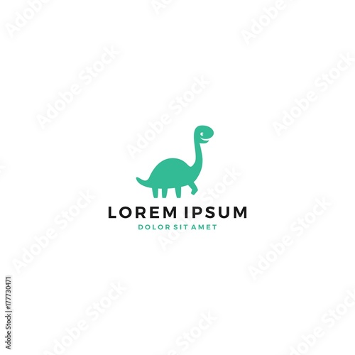 cute dino dinosaur dinosaurus brontosaurus logo vector icon template