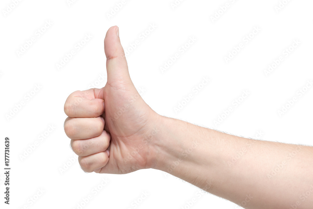 Hand with thumb up. Isolated white background Hand with thumb up. Isolated white background
