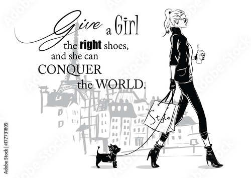 Tapety do Garderoby  fashion-quote-with-fashion-woman-in-sketch-style