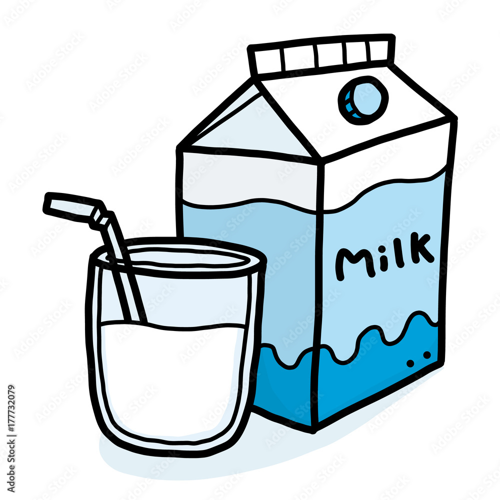milk / cartoon vector and illustration, hand drawn style, isolated on white  background. Stock Vector | Adobe Stock
