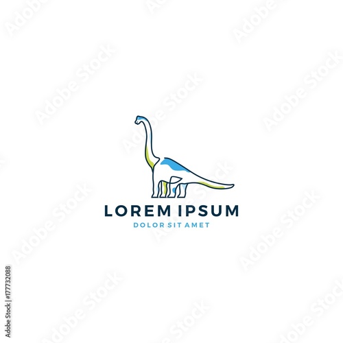 cute dino dinosaur brontosaurus logo vector