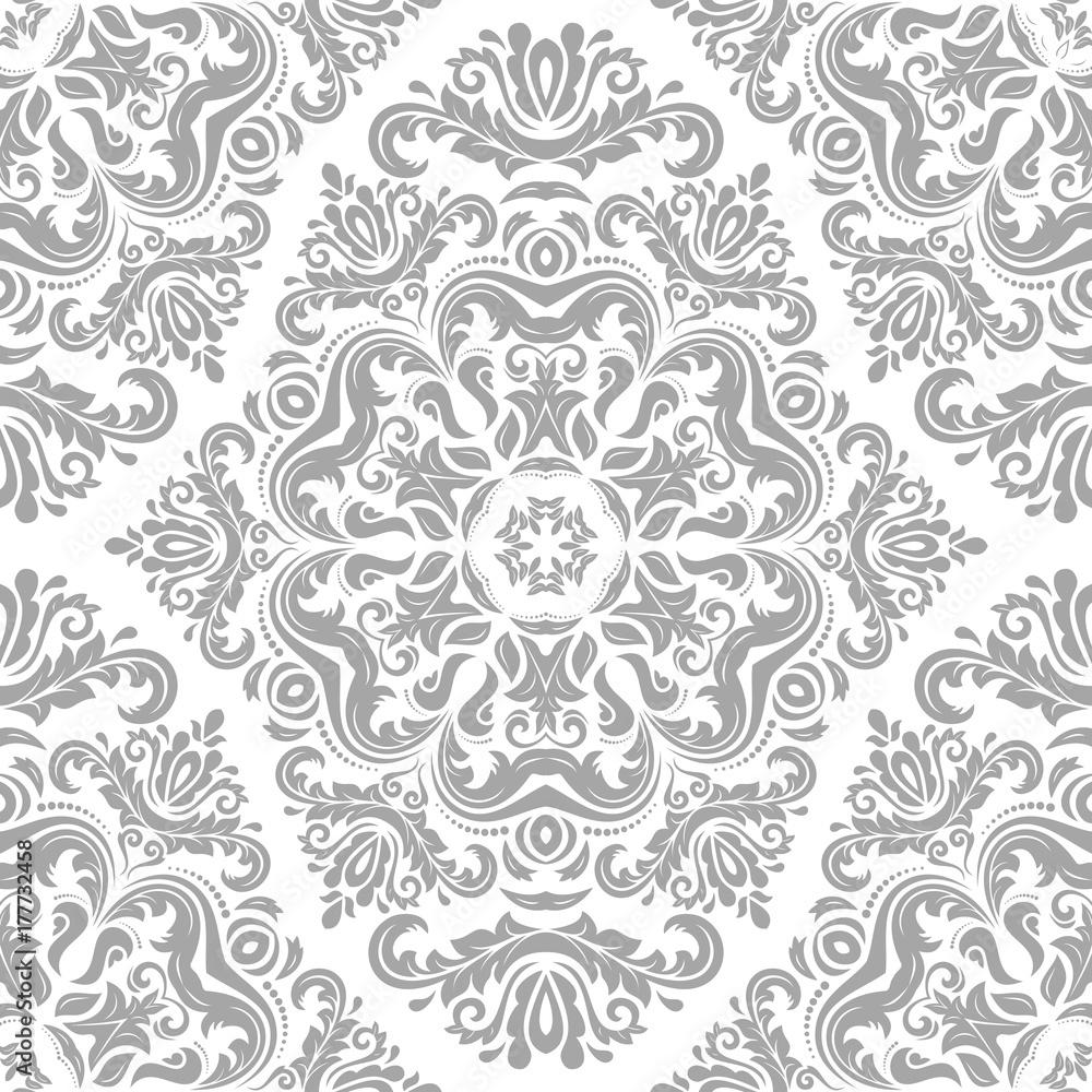 Seamless classic light silver pattern. Traditional orient ornament. Classic vintage background