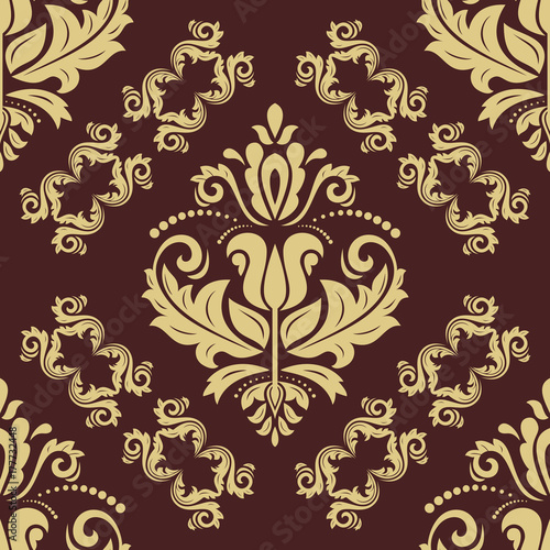Oriental classic golden pattern. Seamless abstract background with repeating elements. Orient background