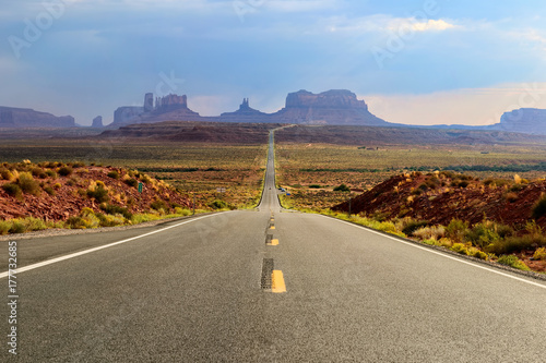 Famous Monument Valley viewpoint (Forrest Gump Point) at US Highway 163 photo