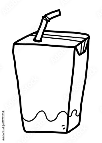 milk box / cartoon vector and illustration, black and white, hand drawn, sketch style, isolated on white background.