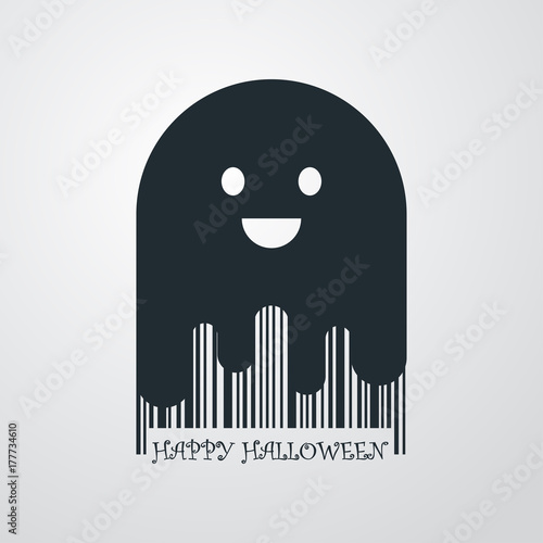 Codigo de barras Happy Halloween fantasma en fondo degradado