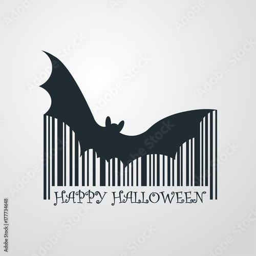 Codigo de barras Happy Halloween murcielago en fondo degradado